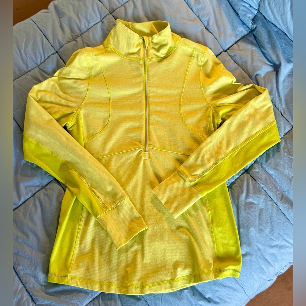 Title Nine 1/4 Zip Reflective Long Sleeve Top Bright Green Sz M